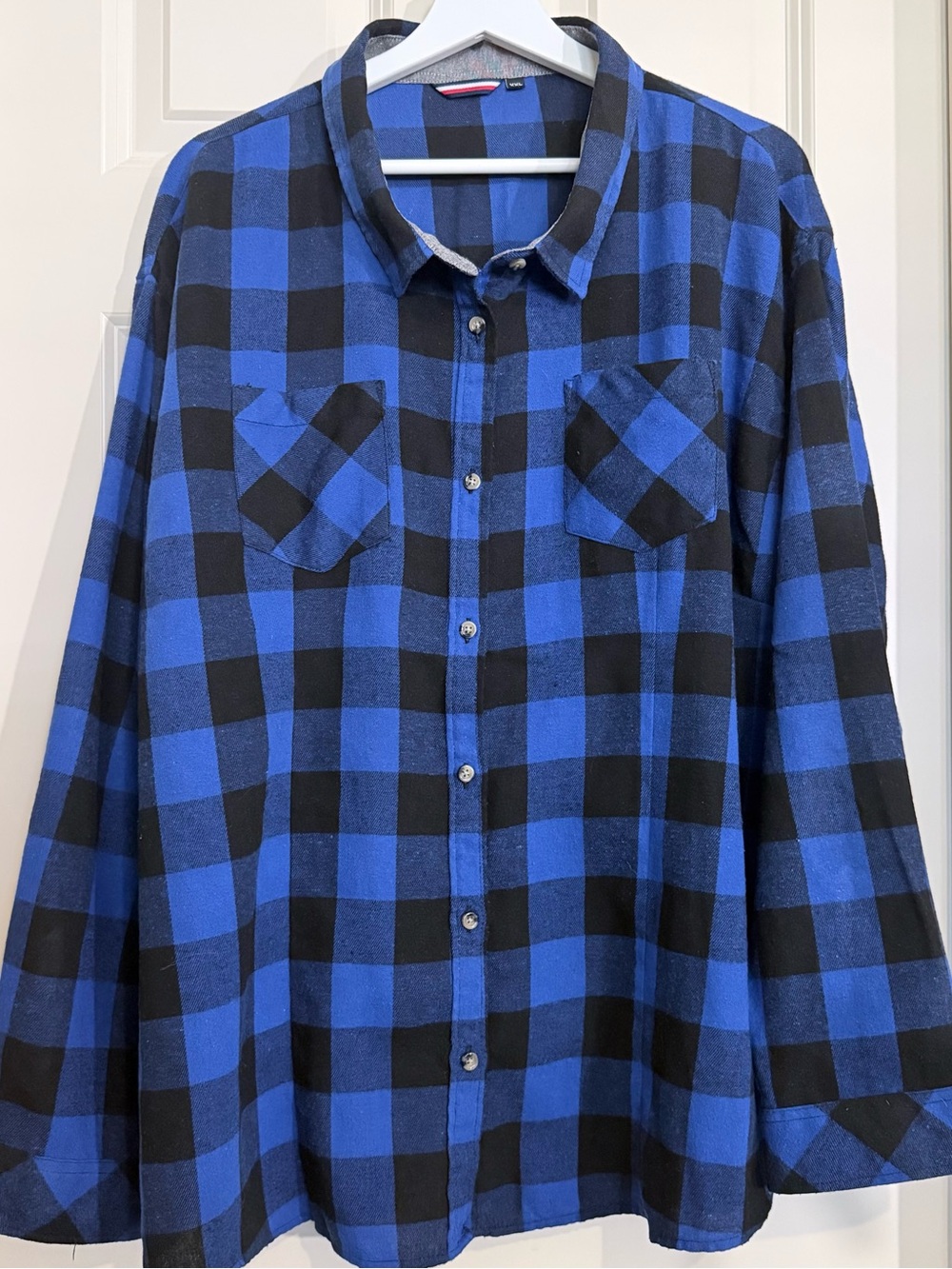 Women's Blue and Black Check Flannel Button-Down Shirt